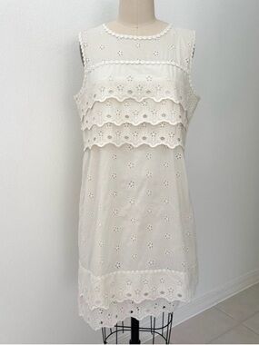 Jcrew NEW Sleeveless Ivory Eyelet Lace Shift Dress Daisy party dress 0p